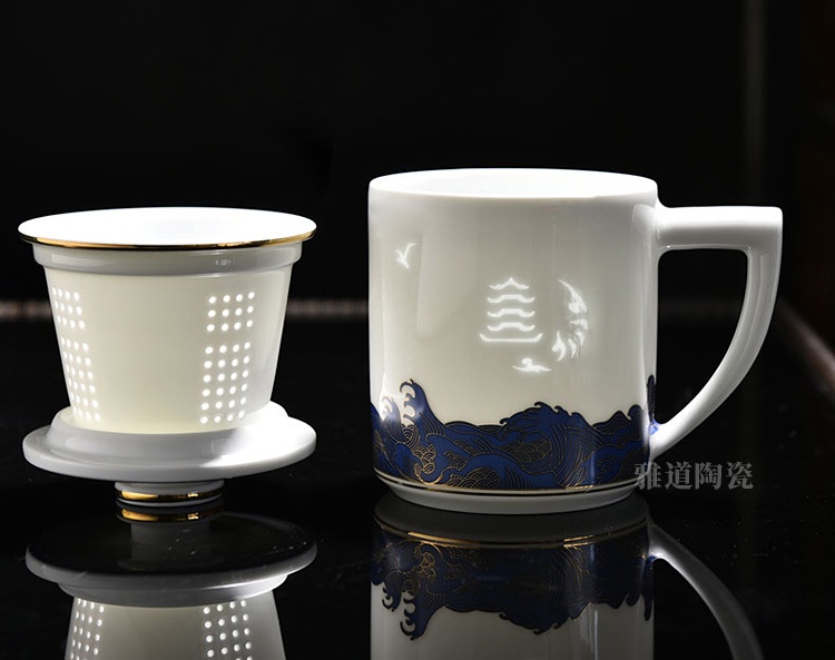 景德鎮辦公室泡茶茶杯（描金海浪）(圖3)