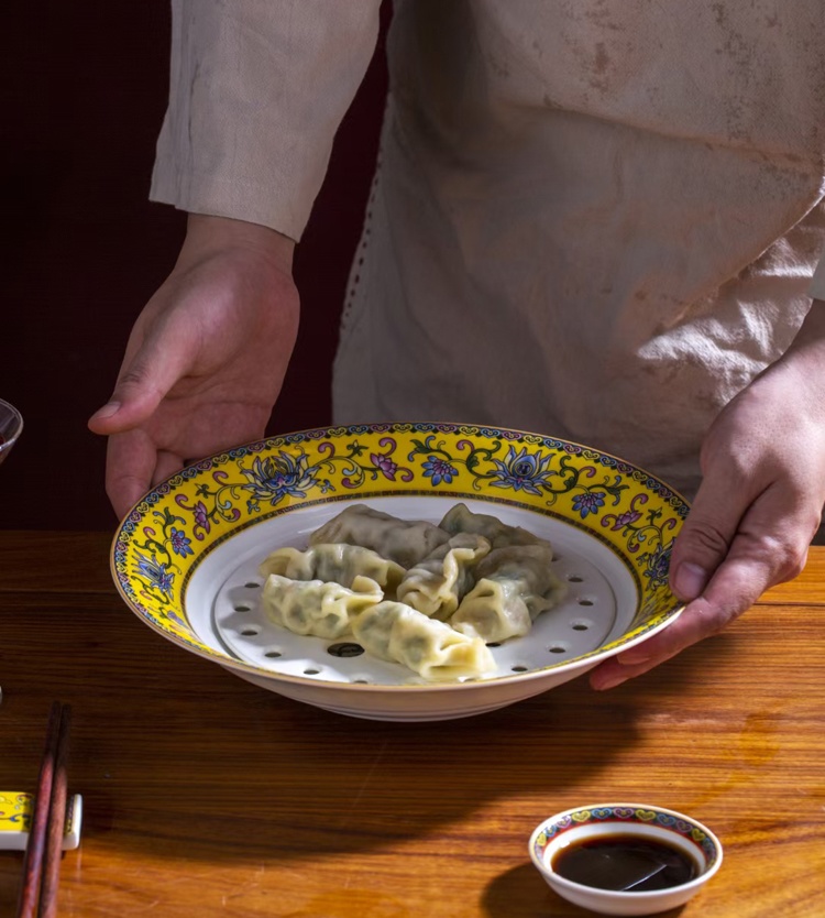 景德鎮陶瓷琺瑯彩骨瓷餃子盤子（三種顏色可選）(圖7)