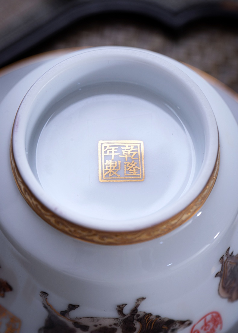 景德鎮蓋碗功夫茶具套裝（五牛圖）